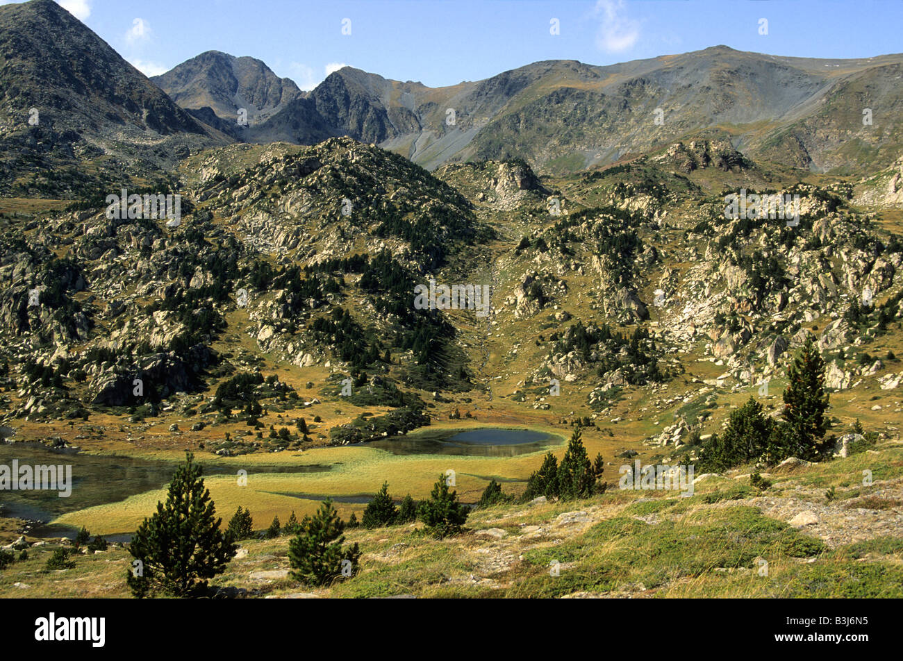 Massiccio del Carlit nella gamma Pyrenees-Orientales, Francia Foto Stock