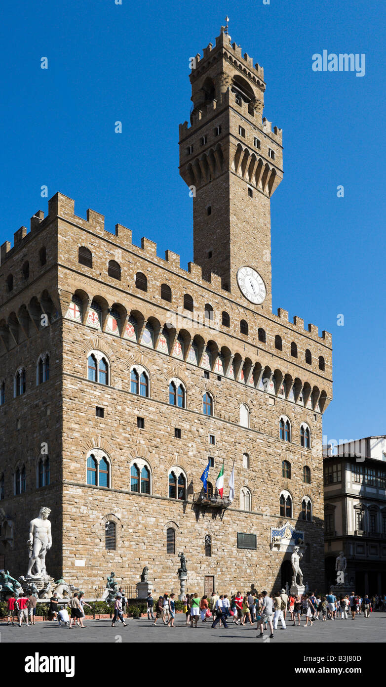 Palazzo Vecchio in Piazza della Signoria, Firenze, Toscana, Italia Foto Stock