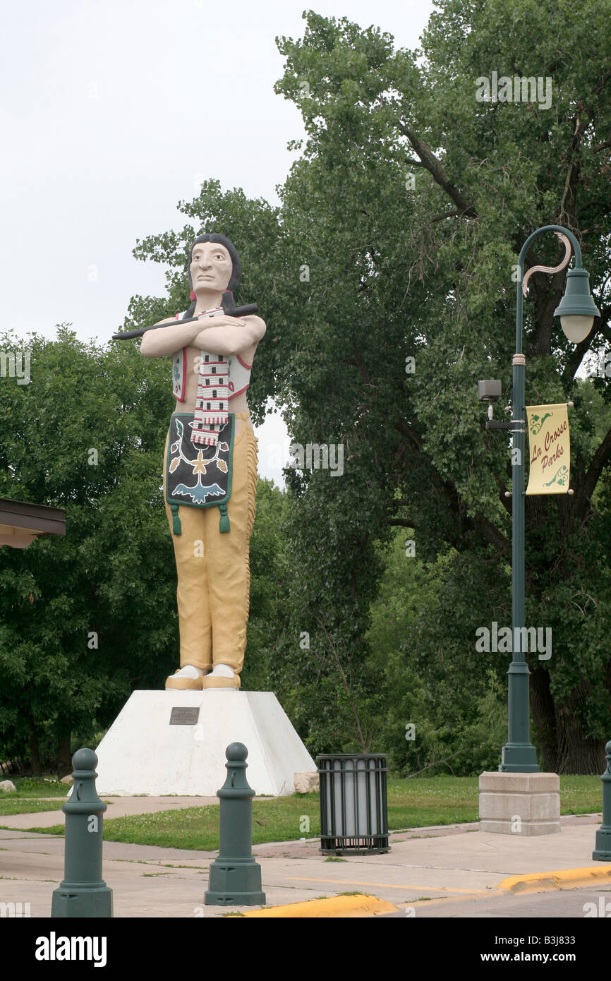 Hiawatha statua Riverside park di La Crosse Wisconsin Foto Stock