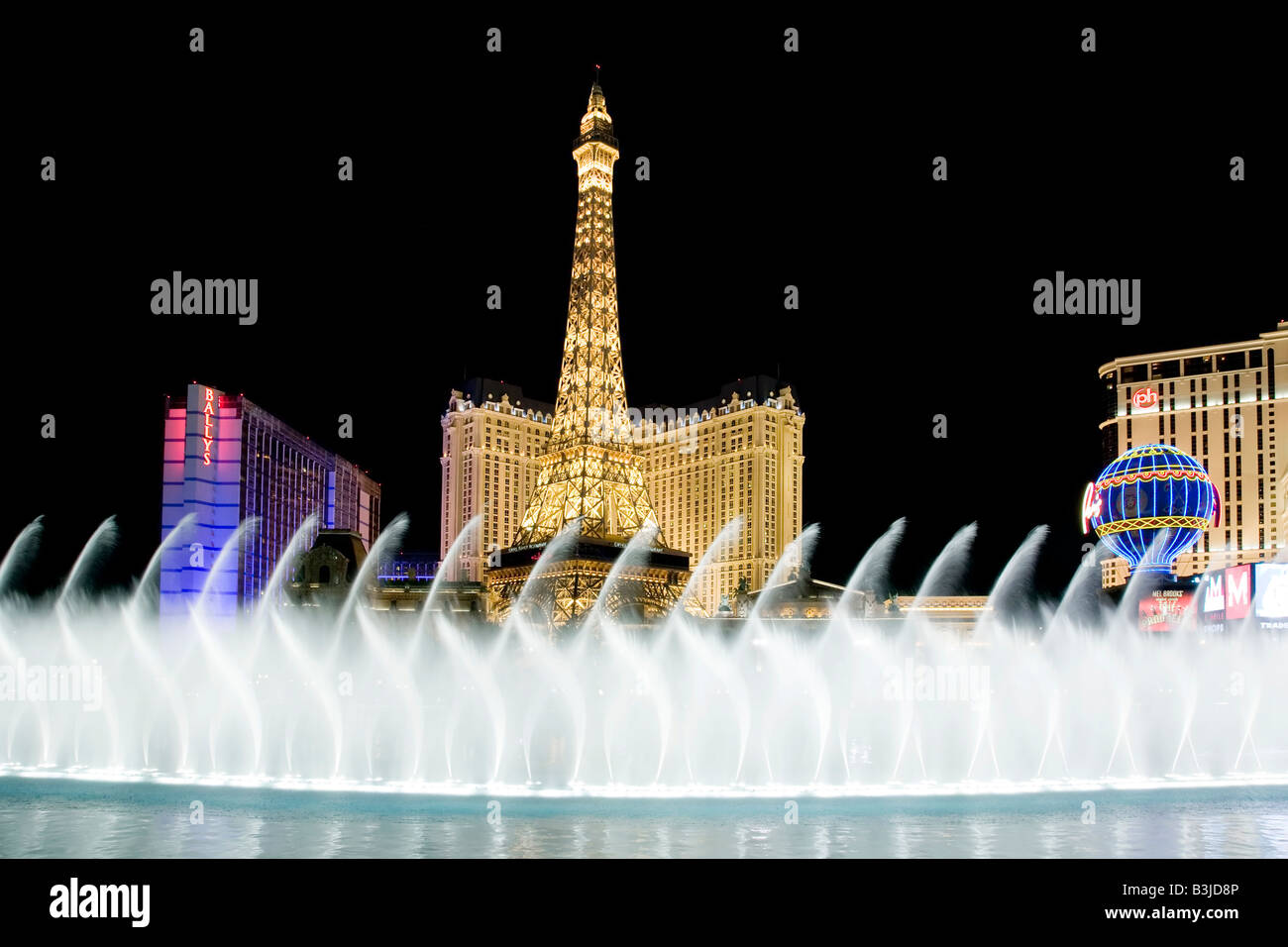 Il bellissimo display delle fontane del Bellagio a Las Vegas Foto Stock