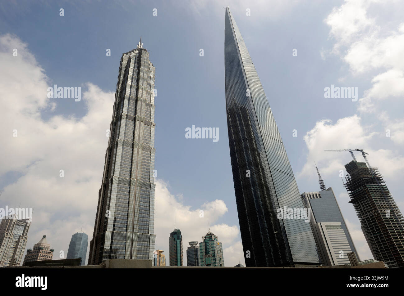 World Financial Center di Shanghai e la Torre Jinmao di Pudong, Shanghai, Cina. 07-set-2008 Foto Stock