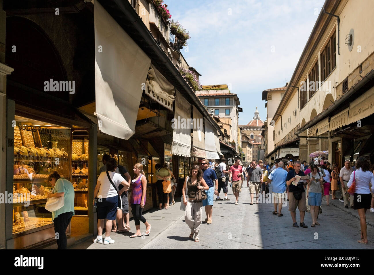 Botteghe del Ponte Vecchio, Firenze, Toscana, Italia Foto Stock