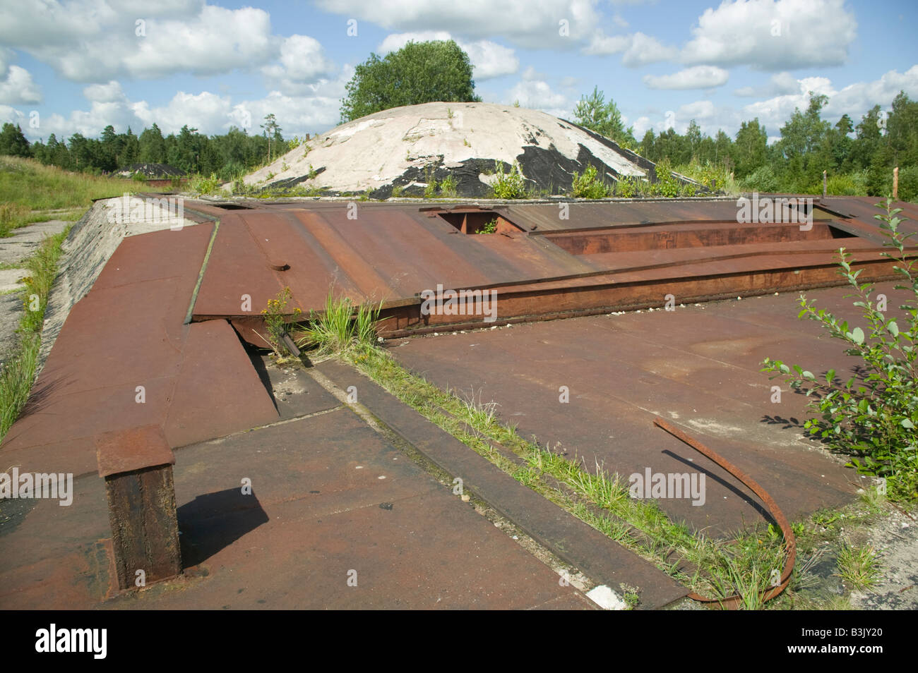 Rovinato nucleare sovietico base missilistica, Plokstine, Lituania. Foto Stock