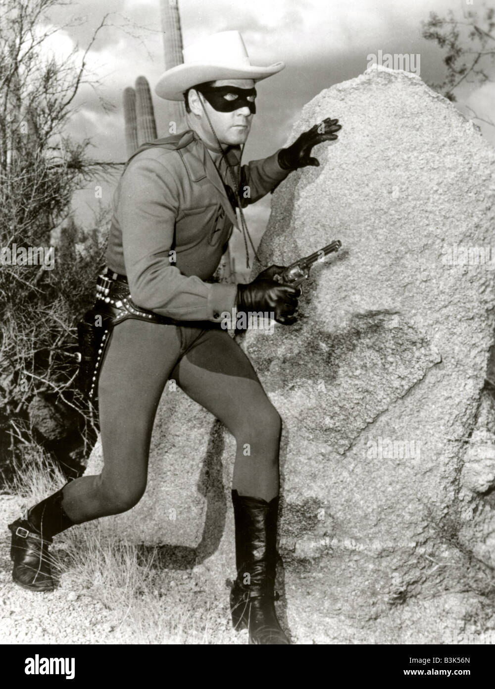 Il Lone Ranger US serie TV che correva da 1949 a 1957 con Clayton Moore Foto Stock