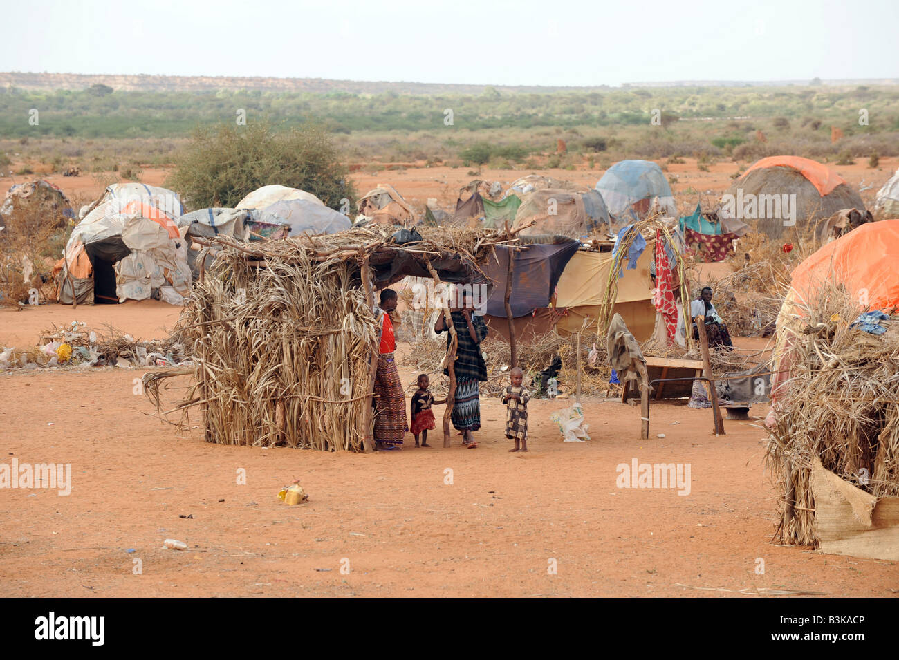 Belet Amin un campo per sfollati somali in fuga combattimenti a Mogadiscio Foto Stock