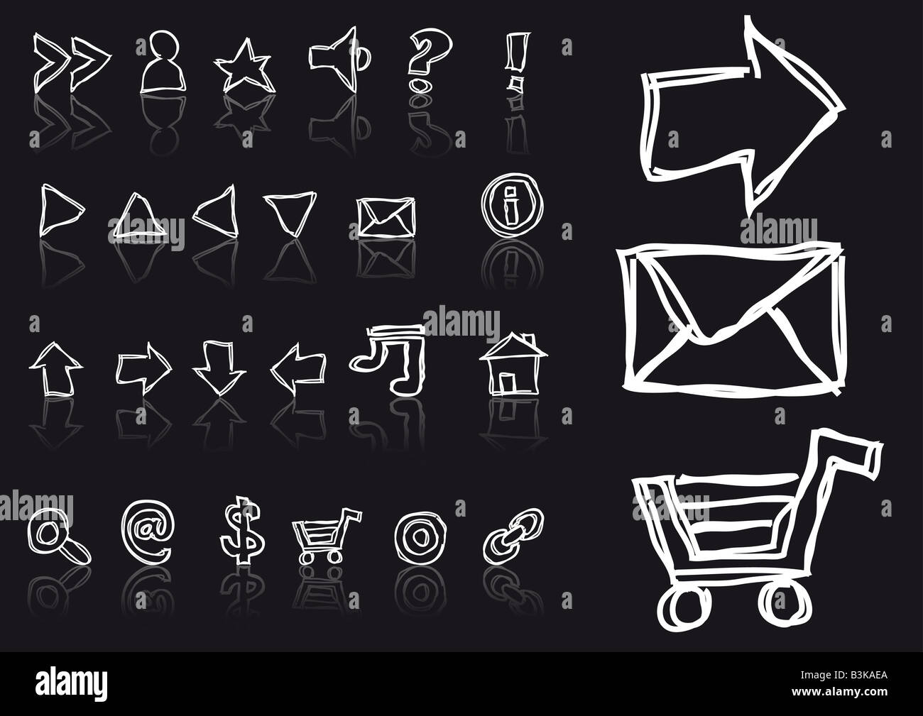 Abstract il disegno vettoriale di abbozzato web icone Foto Stock