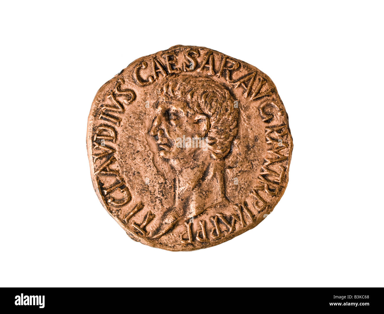 Antica moneta romana Claudio 10BC 54ANNUNCIO Foto Stock