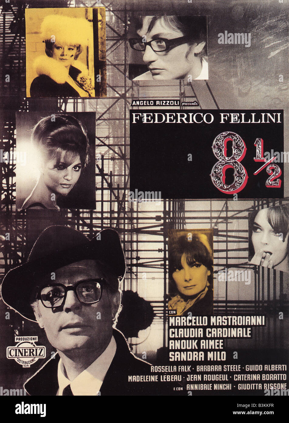 8 1/2 aka Otto e mezzo per Poster 1963 Cineriz film diretto da Federico Fellini Foto Stock