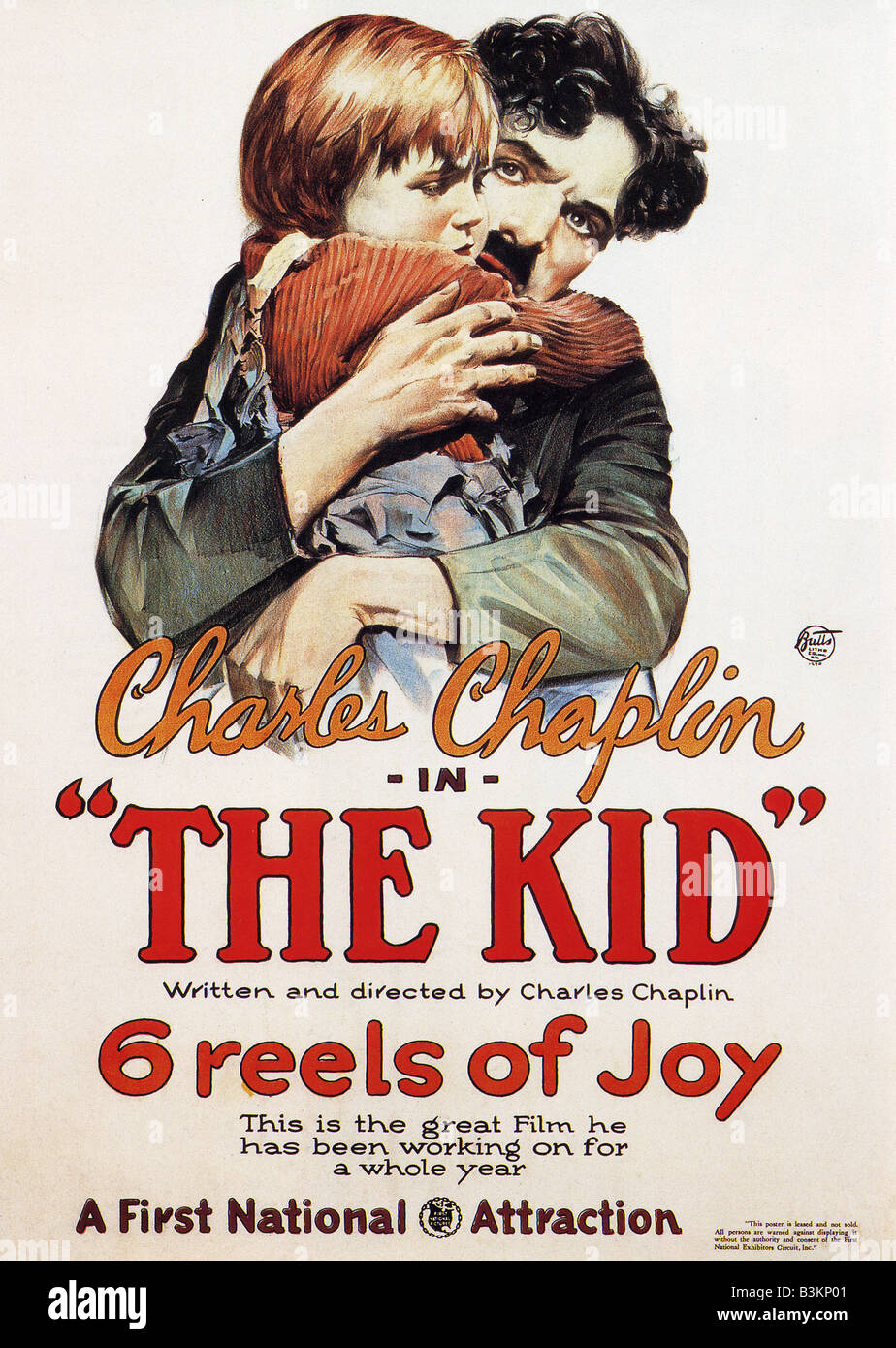 Il Kid poster per 1921 prima nazionale il film muto con Charlie Chaplin e Jackie Coogan Foto Stock