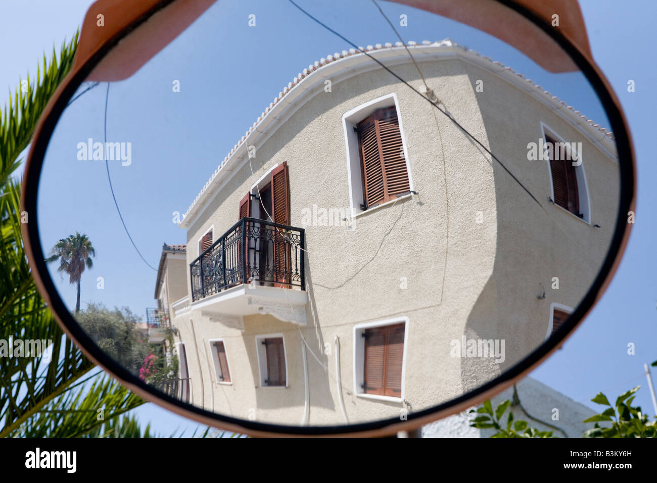 La sicurezza stradale specchio Spetses Isole Greche Hellas Foto Stock