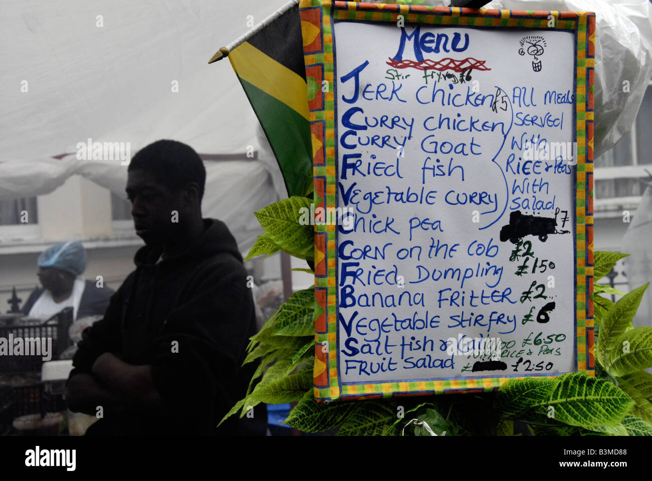 Cibo caraibico al carnevale di Notting Hill 2008 Foto Stock