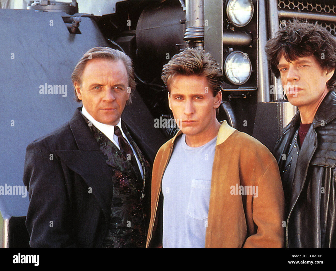 FREEJACK 1992 Warner/Morgan Creek film con da sinistra Anthony Hopkins, Emilio Estevez e Mick Jagger Foto Stock