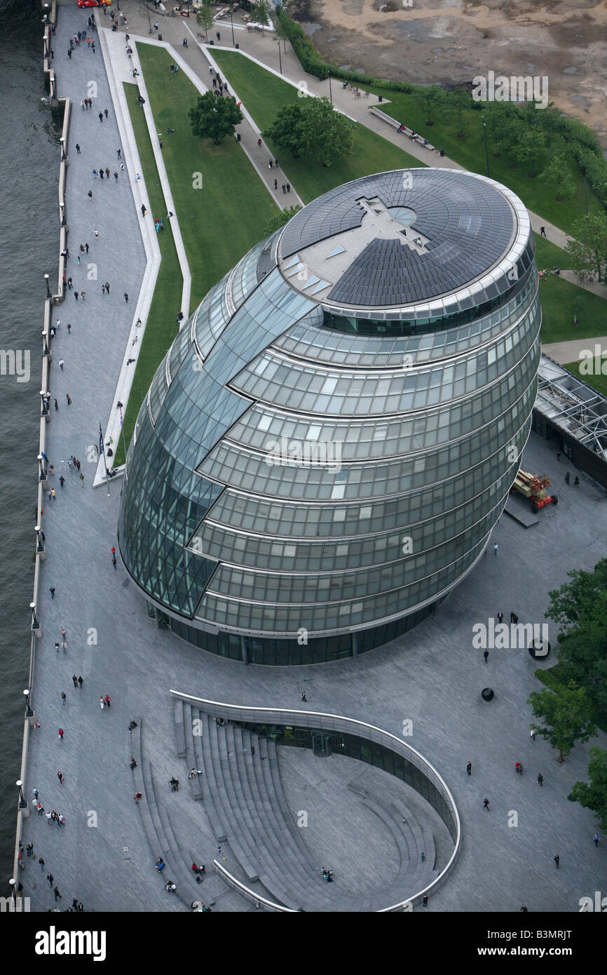 Il municipio è la casa del Sindaco di Londra, il gruppo di Londra e il GLA. Vista aerea Foto Stock