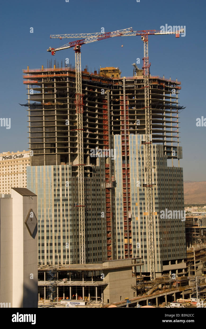 Antenna vista diurna della città per la costruzione del centro sulla strip di las vegas nevada Foto Stock