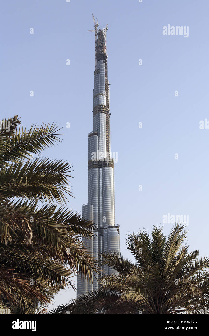 Torre Burj Dubai in costruzione, Dubai Foto Stock