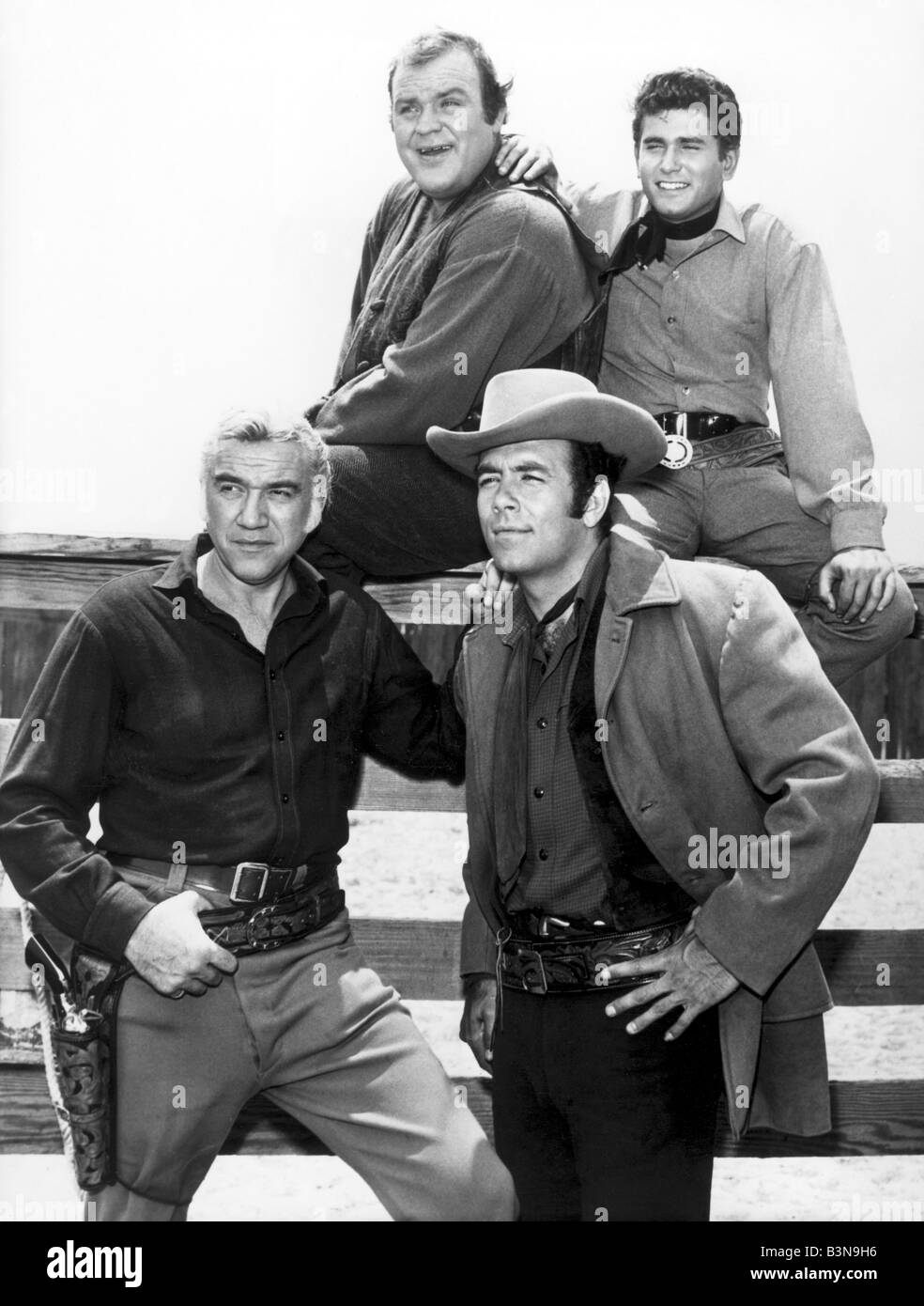 BONANZA US serie TV con in senso orario dalla posizione in alto a sinistra: Dan Blocker, SAdam Cartwright, Michael Landon e Lorne Green Foto Stock