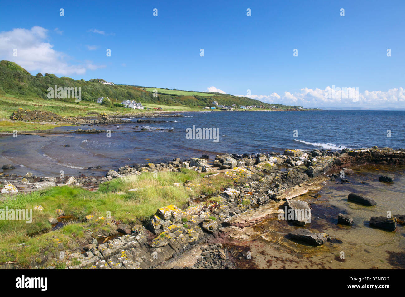 Vista verso Kildonan, Isle of Arran, North Ayrshire, in Scozia, Regno Unito. Foto Stock
