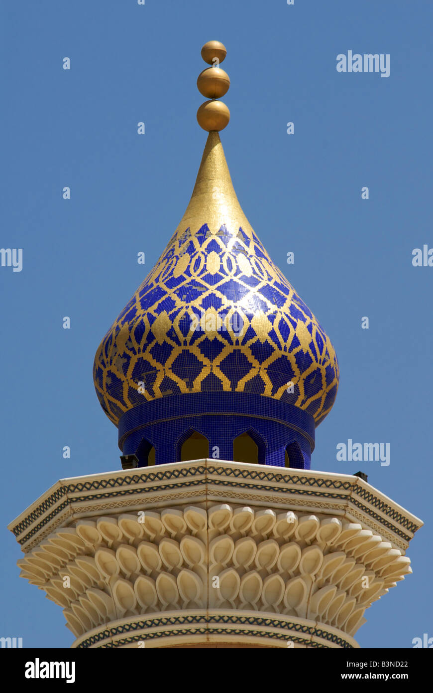 Minareto Nizwa Moschea Al Dakhiliyah Regione Sultanato di Oman Foto Stock