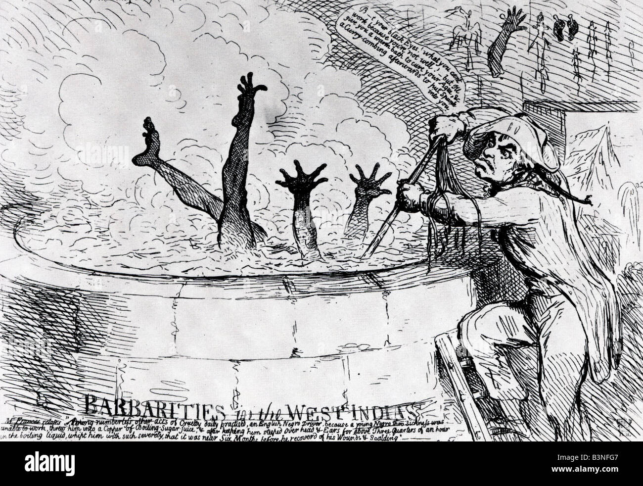 La Schiavitù British cartoon abolizionista aggiungere spettacolarità un incidente ha riferito al Parlamento nel 1791 Foto Stock