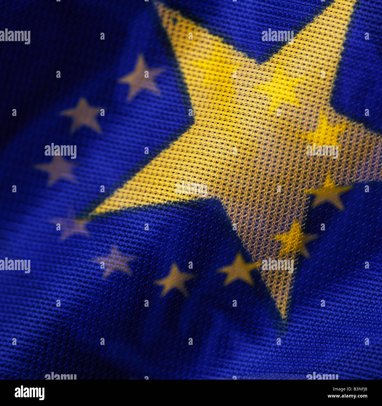 Bandiera europea, doppia esposizione, foro singolo flag star Foto Stock