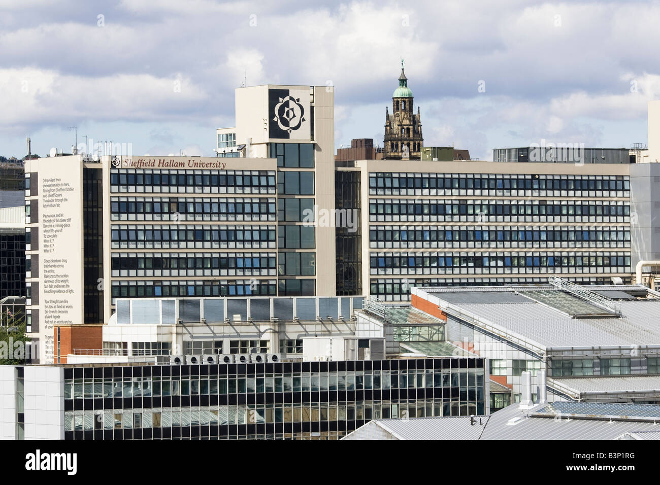 Sheffield Hallam University sulla gate Arundle Sheffield South Yorkshire Foto Stock