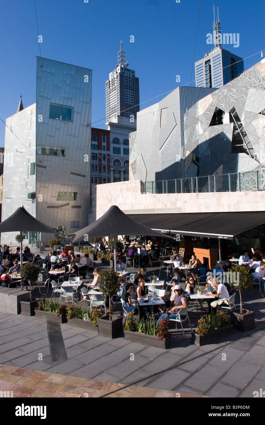 Federation Square di Melbourne Foto Stock