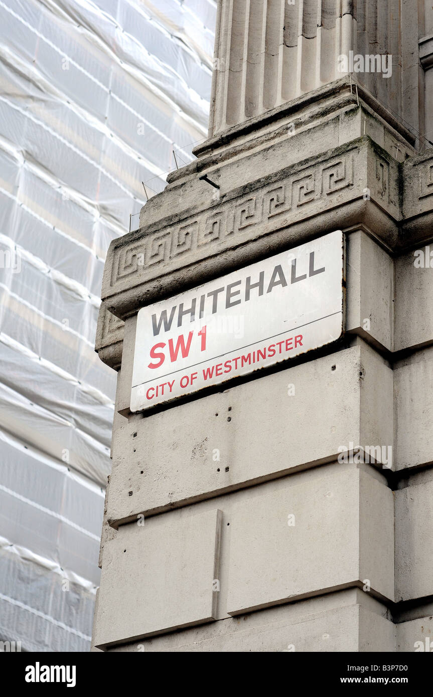 Whitehall Road sign, Londra, Inghilterra Foto Stock