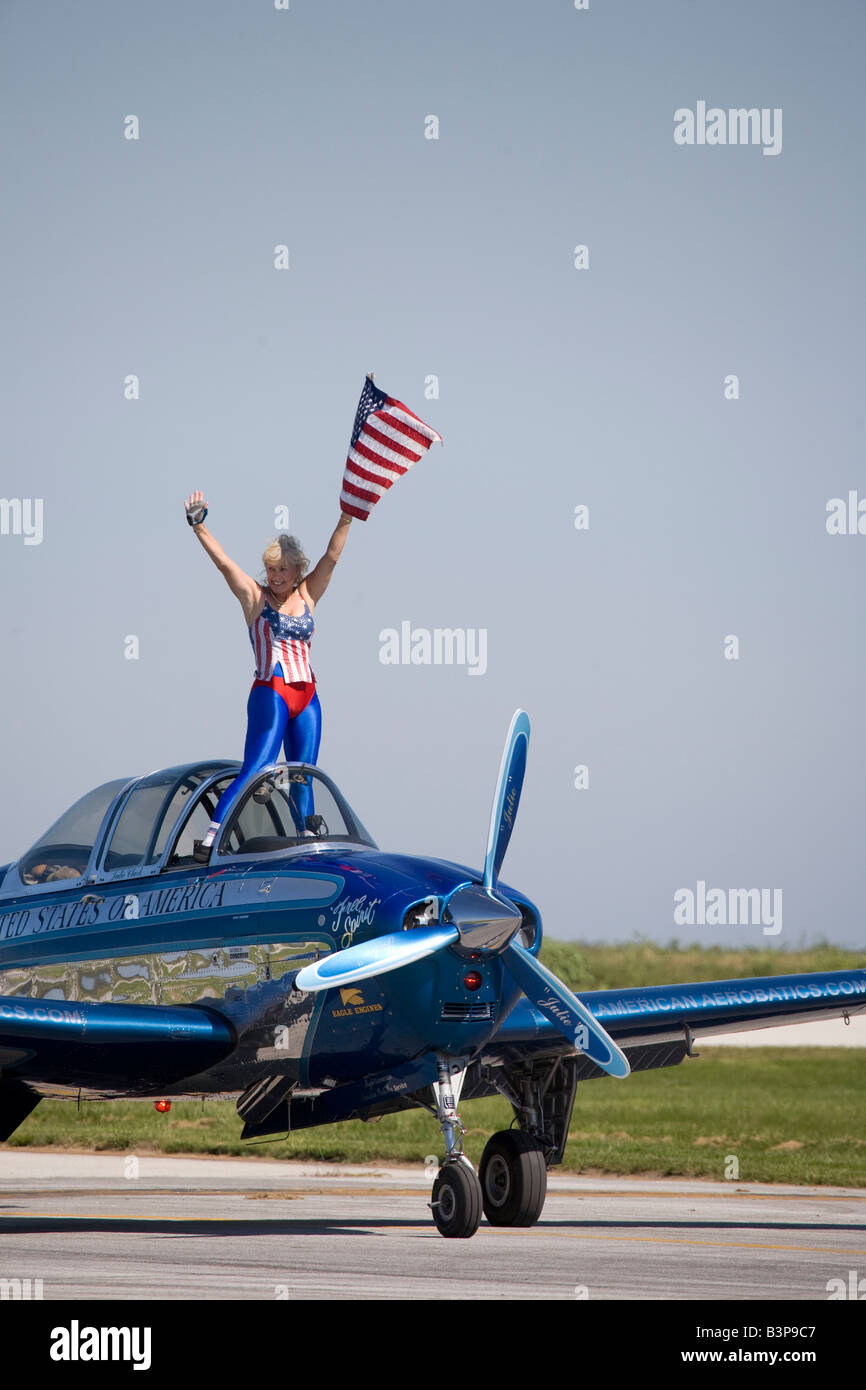 Stunt Pilot Julie Clark Foto Stock