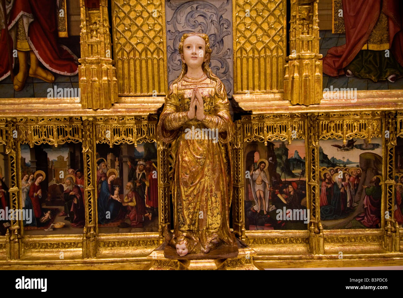 Dettaglio del XIII e XV secolo l'iconografia religiosa presso il Museo di Belle Arti Museo de Belles Artes de Valencia Spagna Foto Stock