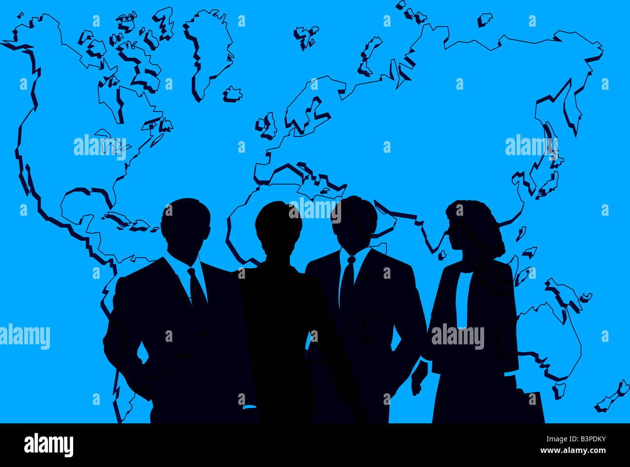 Computer immagine generata ufficio business personale e la mappa del mondo Foto Stock