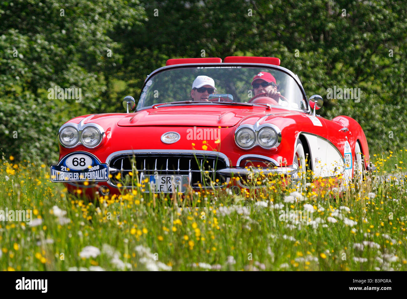Chevrolet Corvette, costruito 1958, Vintage auto Rally Alpino 2008, Kitzbuehel Austria, Europa Foto Stock