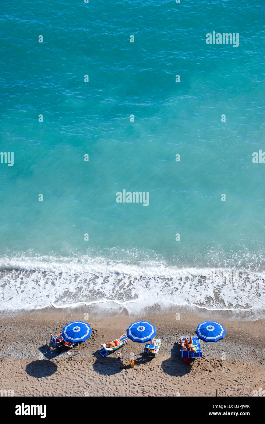 Prendere il sole, Fiascherino, Liguria, Italia Foto Stock