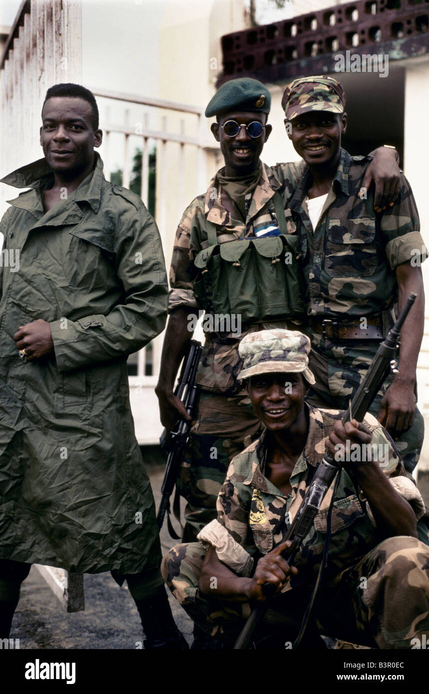 SIERRA LEONE", Freetown, vice leader SOLOMON MUSA personale di guardia, Luglio 1992 Foto Stock