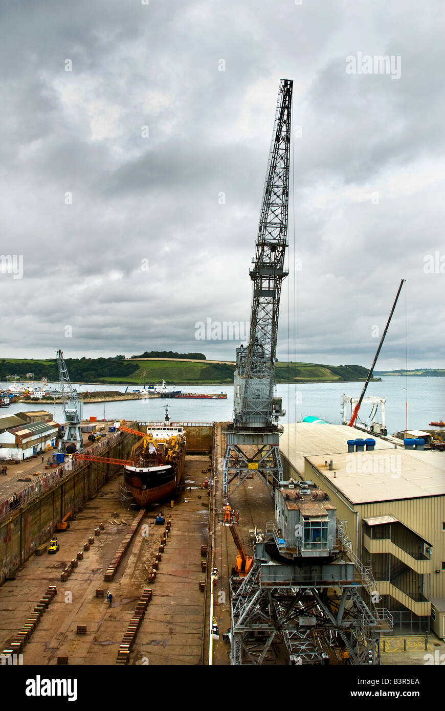 Queen Elizabeth II bacino di carenaggio in Falmouth Cornovaglia Foto Stock