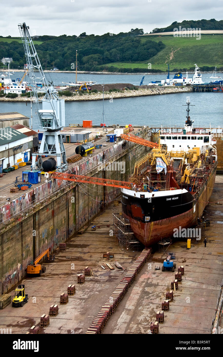 Queen Elizabeth II bacino di carenaggio in Falmouth Foto Stock