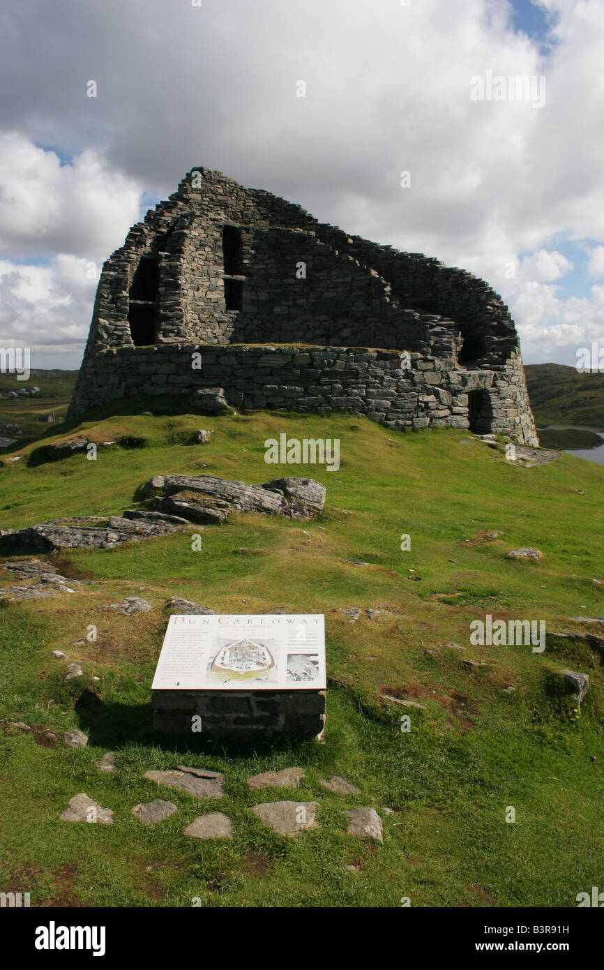 La connessione Dun Carloway Broch su Lewis Ebridi Esterne Western Isles della Scozia Foto Stock