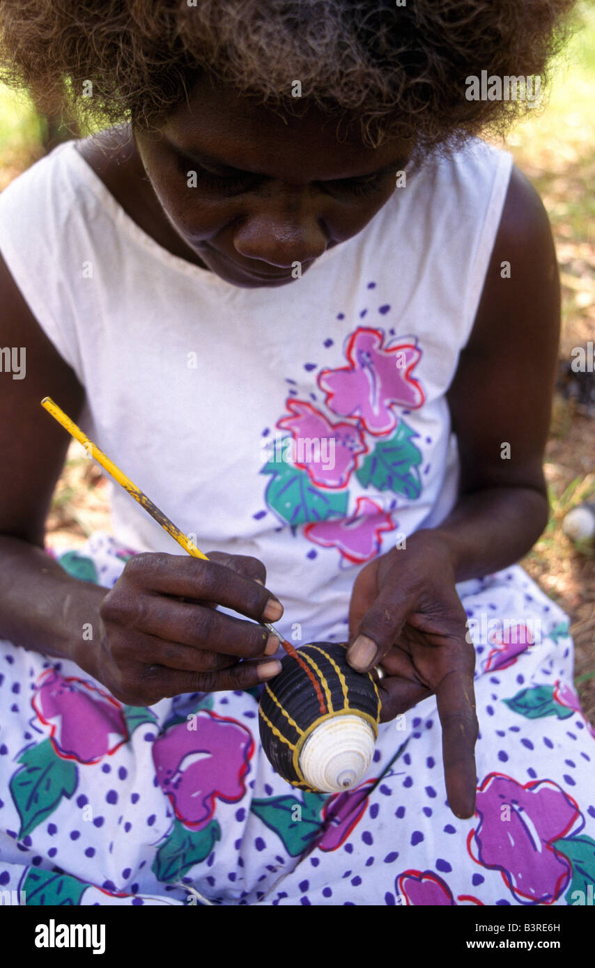 Corteccia di pittura, Isole Tiwi, Australia Foto Stock