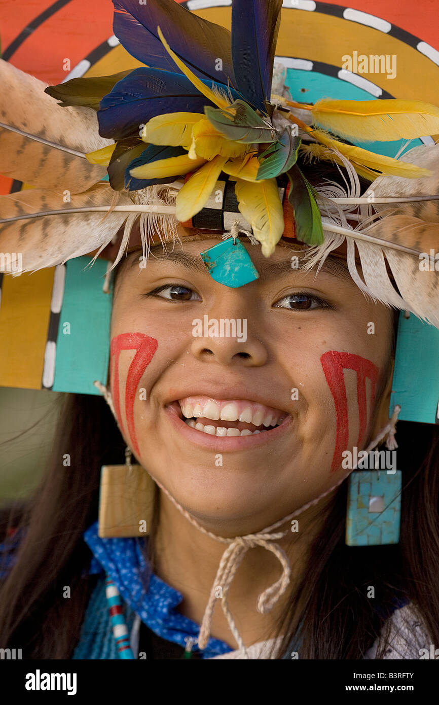 Hopi Girl - Hopi Prenotazione - Arizona - vestito in costume per la danza sociale Foto Stock