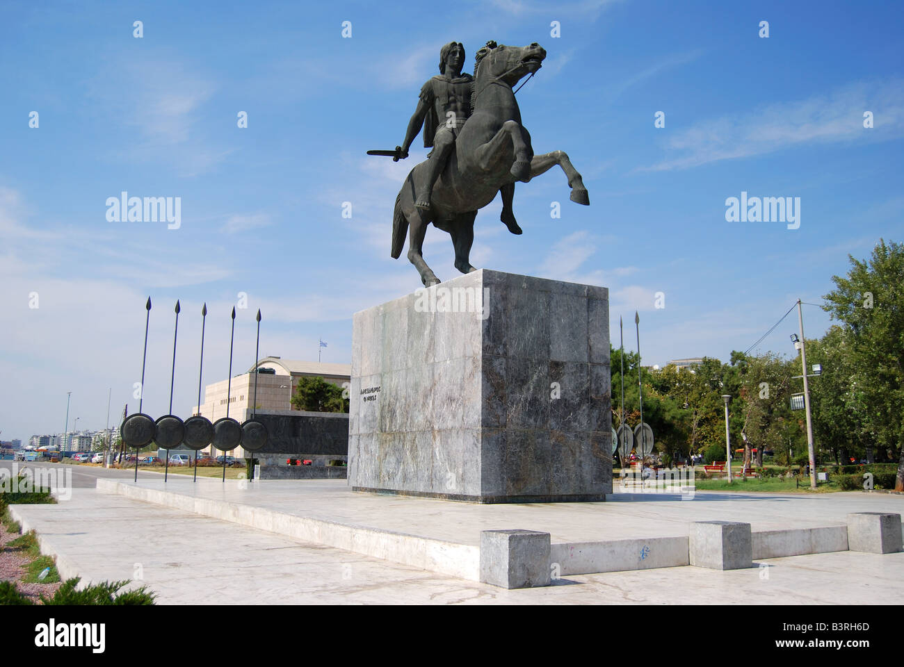 Statua di bronzo di Alessandro il Grande nel Parco di YMCA, Salonicco, Calcidica, Macedonia centrale, Grecia Foto Stock