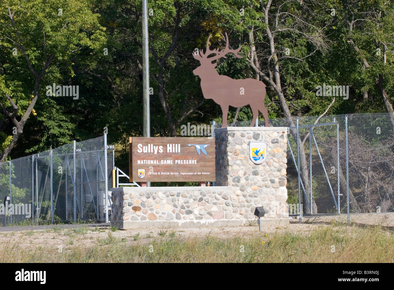 Cancello di ingresso Sully's Hill National Game Preserve Foto Stock