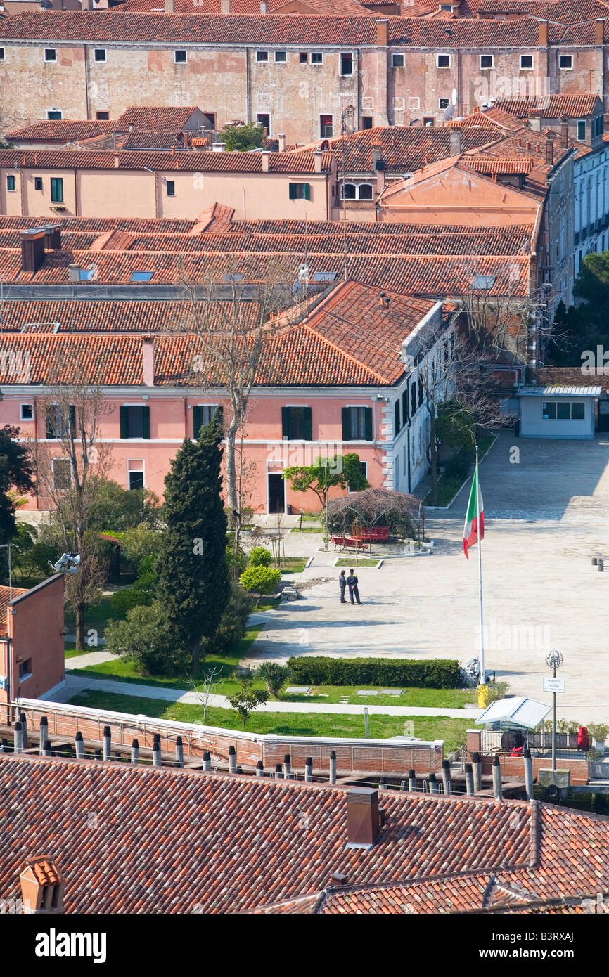 Vista lungo il Quartiere Campo Di Marte dal Campanile di San Giorgio Maggiore a Venezia Italia Foto Stock