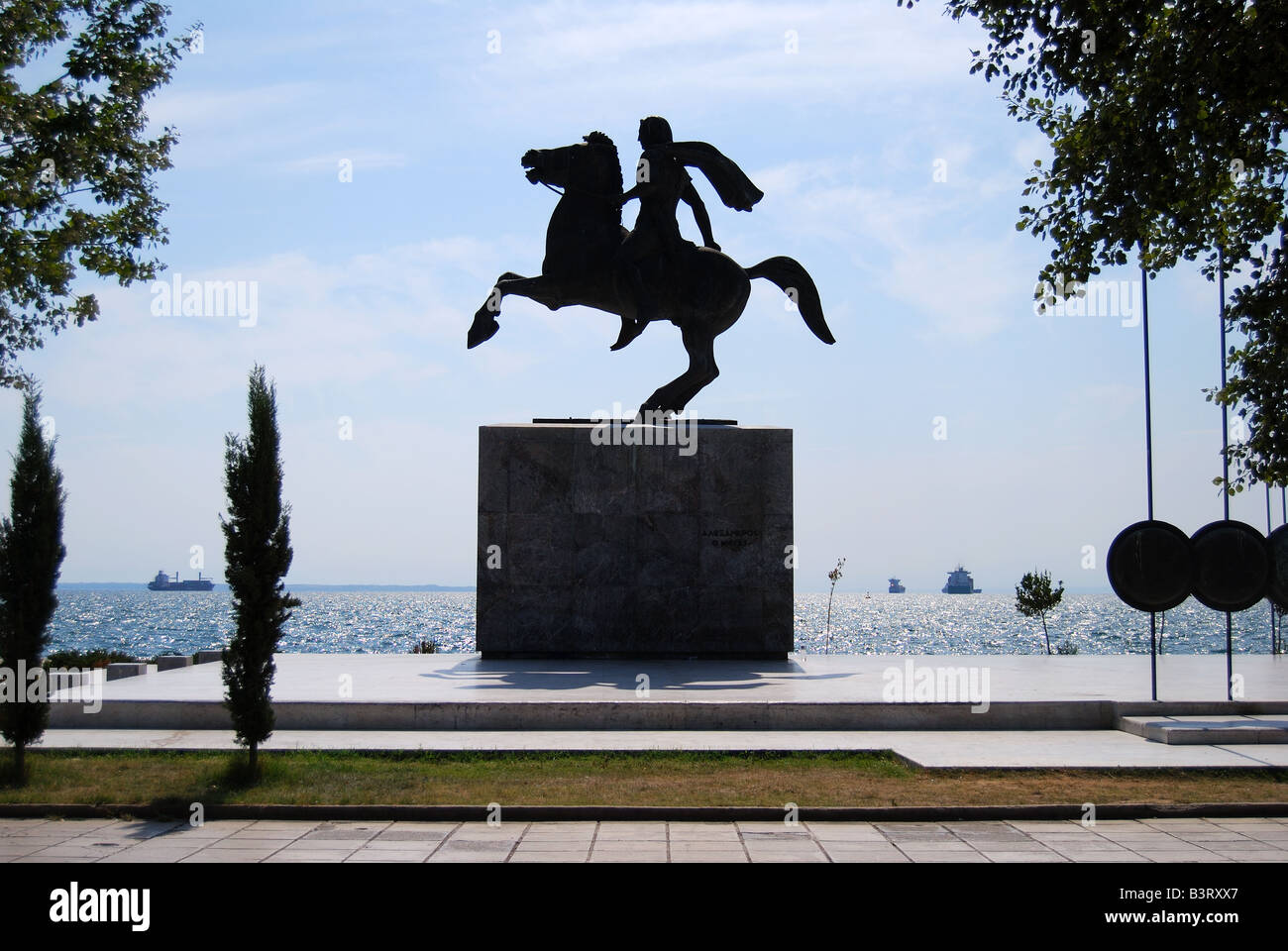 Statua di bronzo di Alessandro il Grande nel Parco di YMCA, Salonicco, Calcidica, Macedonia centrale, Grecia Foto Stock