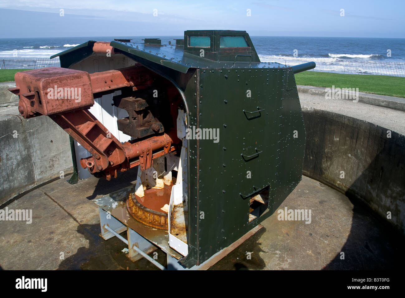 Una seconda guerra mondiale 14 pollici postazione di pistola che è situata in corrispondenza della batteria heugh che è un cannone navale emplacement situato in Har Foto Stock