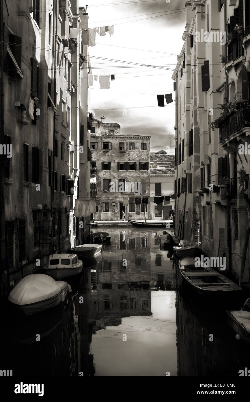 Fotografia di un canale di Venezia, Italia Foto Stock