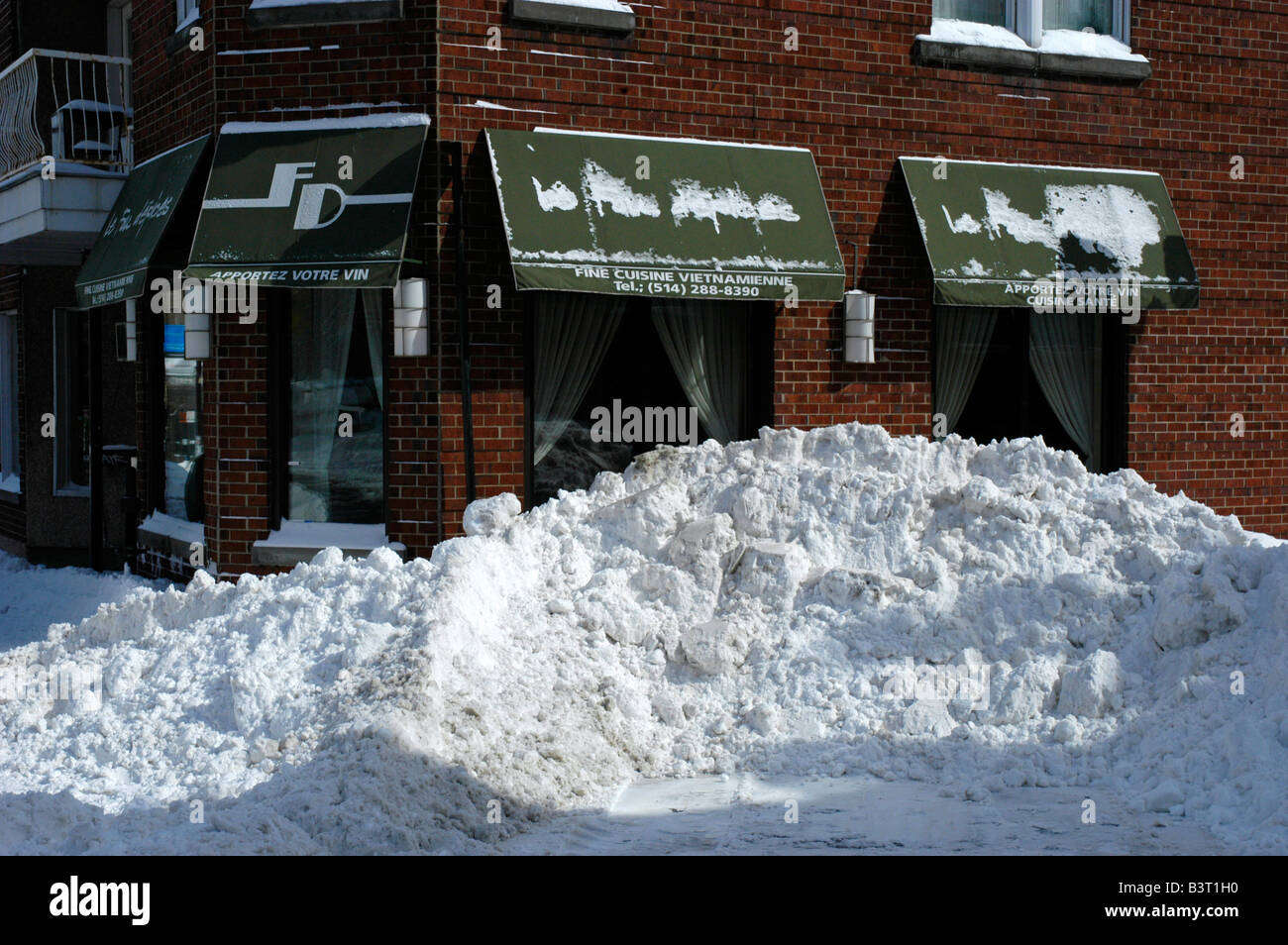 Mont Royal Street dopo una tempesta di neve Quebec Montreal Foto Stock