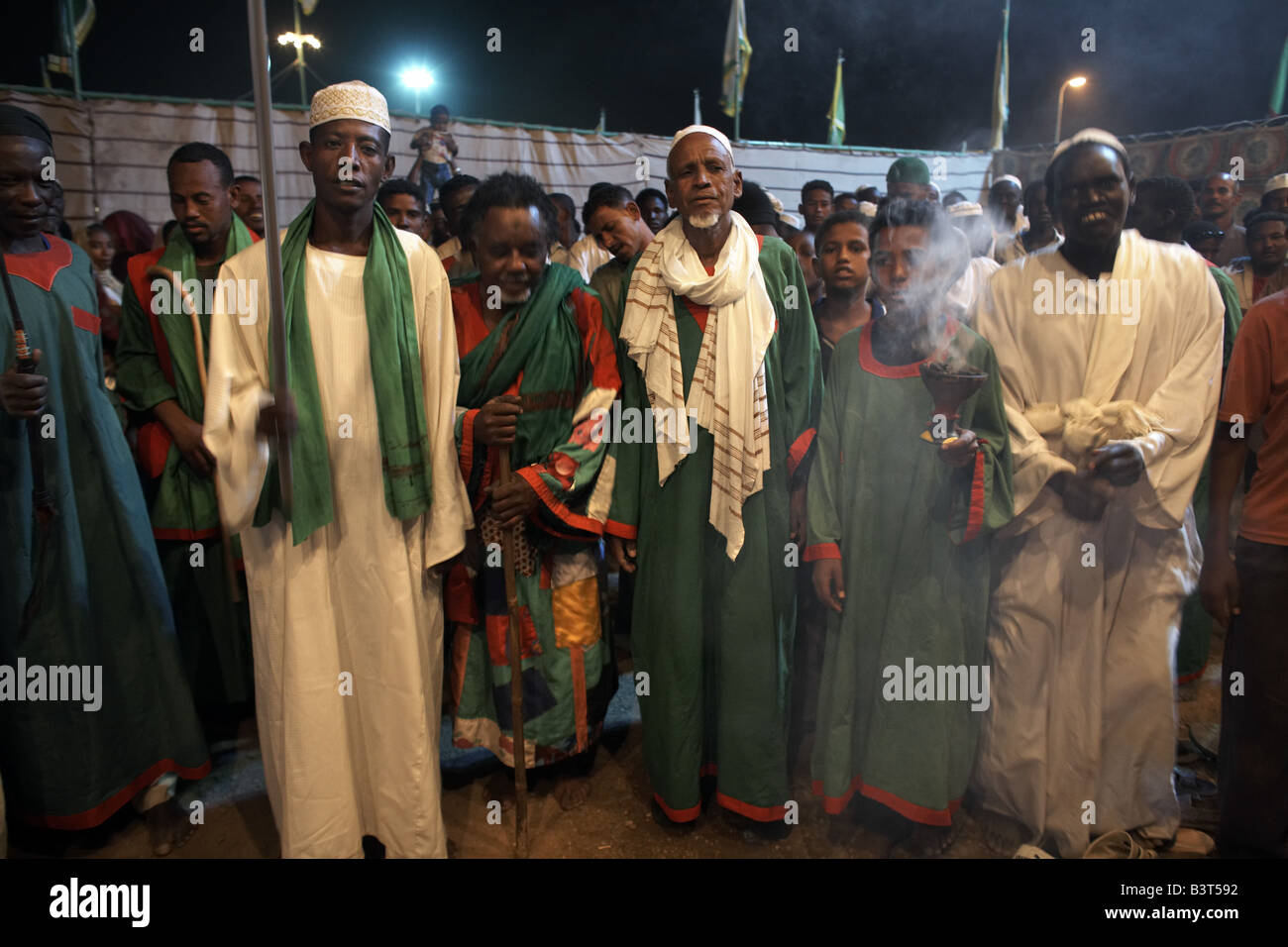 Dervisci celebra il il compleanno del profeta, Shendi, Sudan Foto Stock