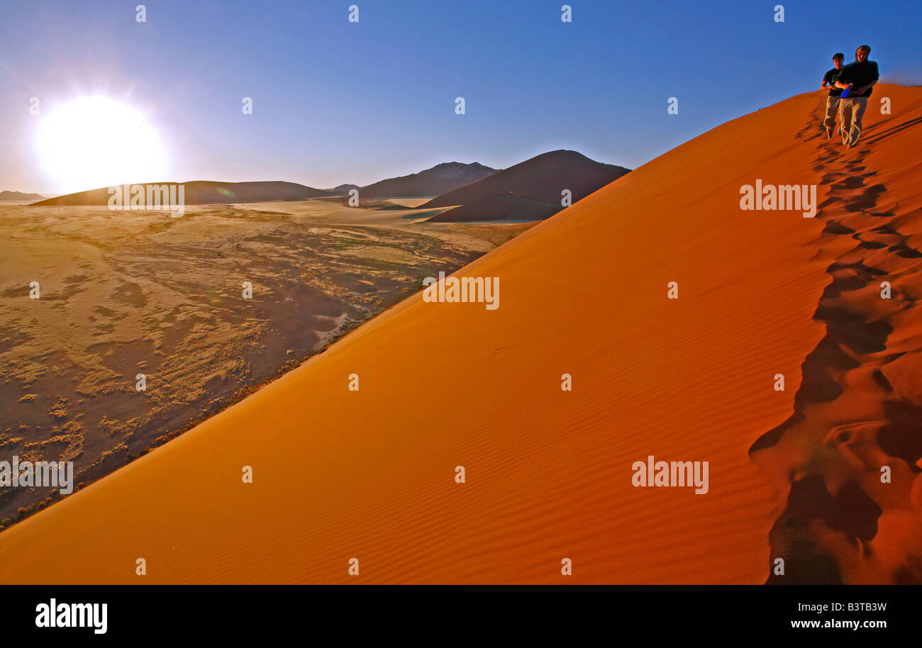 Africa, Namibia. Deserto del Namib. 45 dune nel deserto Namib-Nauklift. Questi sono i più alti e più antiche dune di sabbia nel mondo. Foto Stock