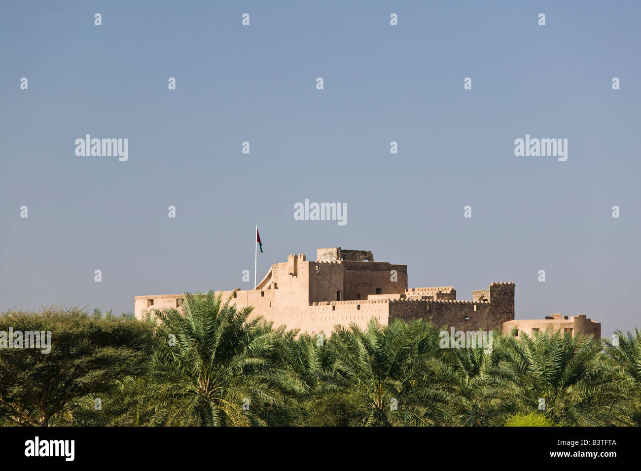 Oman, Western montagne Hajar, Jabrin. Il castello di Jabrin / Fort, esterna Foto Stock