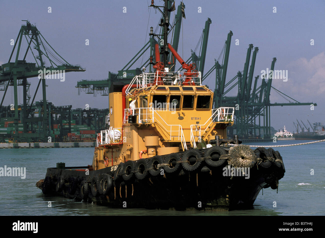 Asia, Singapore. Tanjong Pagar contenitore porta. Foto Stock