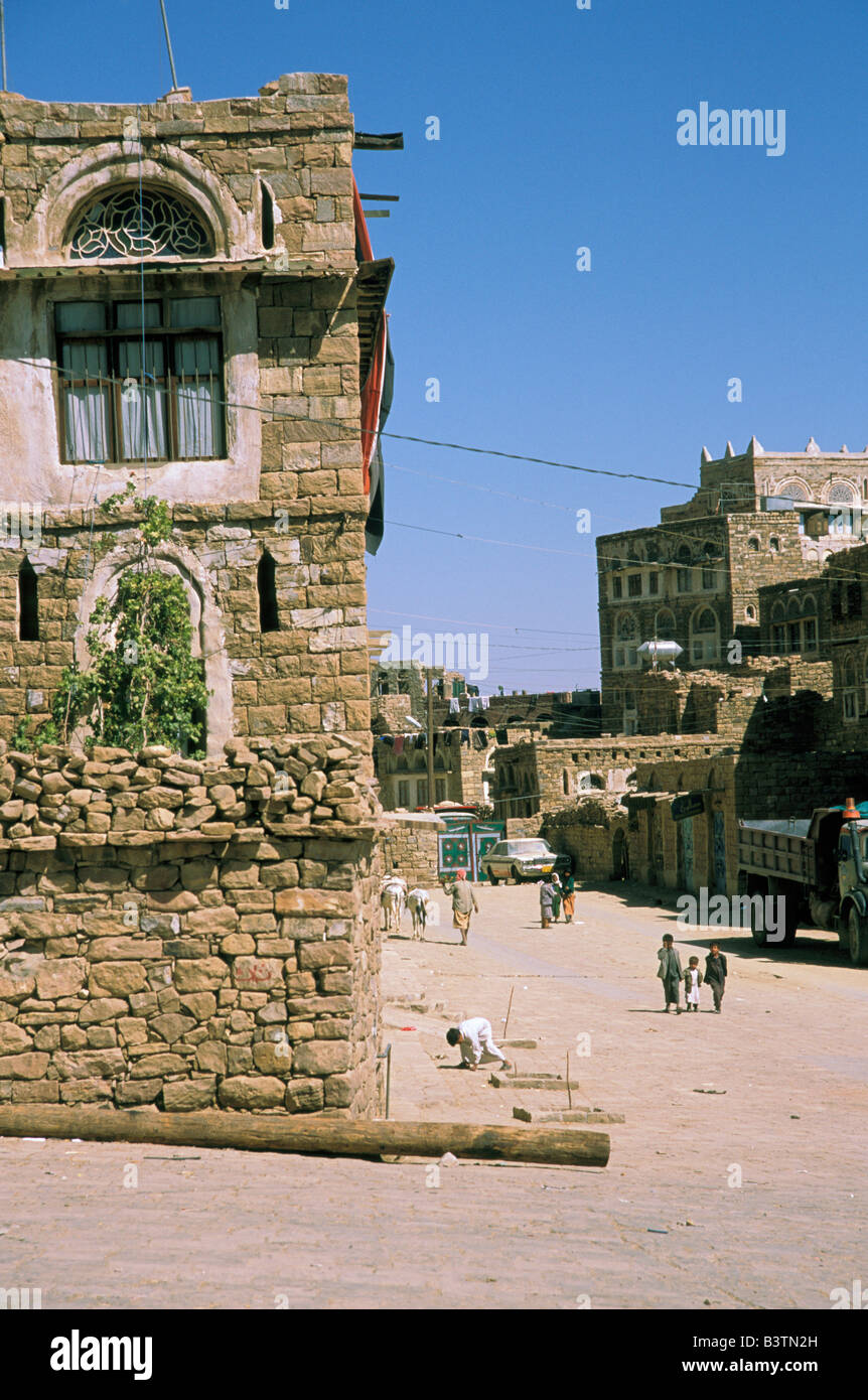 Asia, Yemen, Thilla. Downtown. Foto Stock